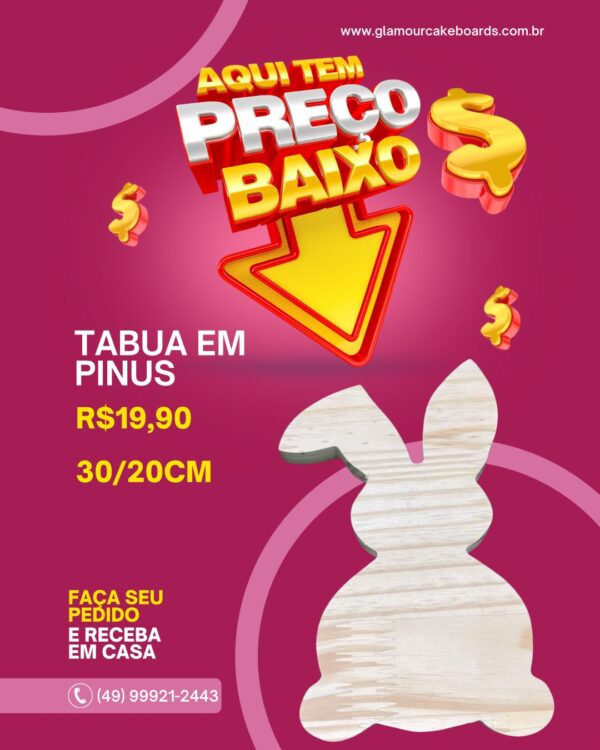 Tábua de Coelho Pinus  20/20cm