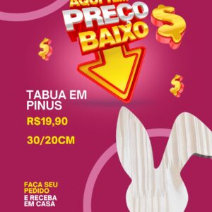 Tábua de Cabeça Coelho Pinus 20/20cm