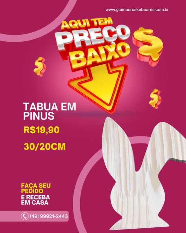Tábua de Cabeça Coelho Pinus 20/20cm