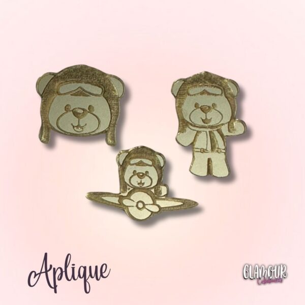 Aplique Acrílico Urso Aviador
